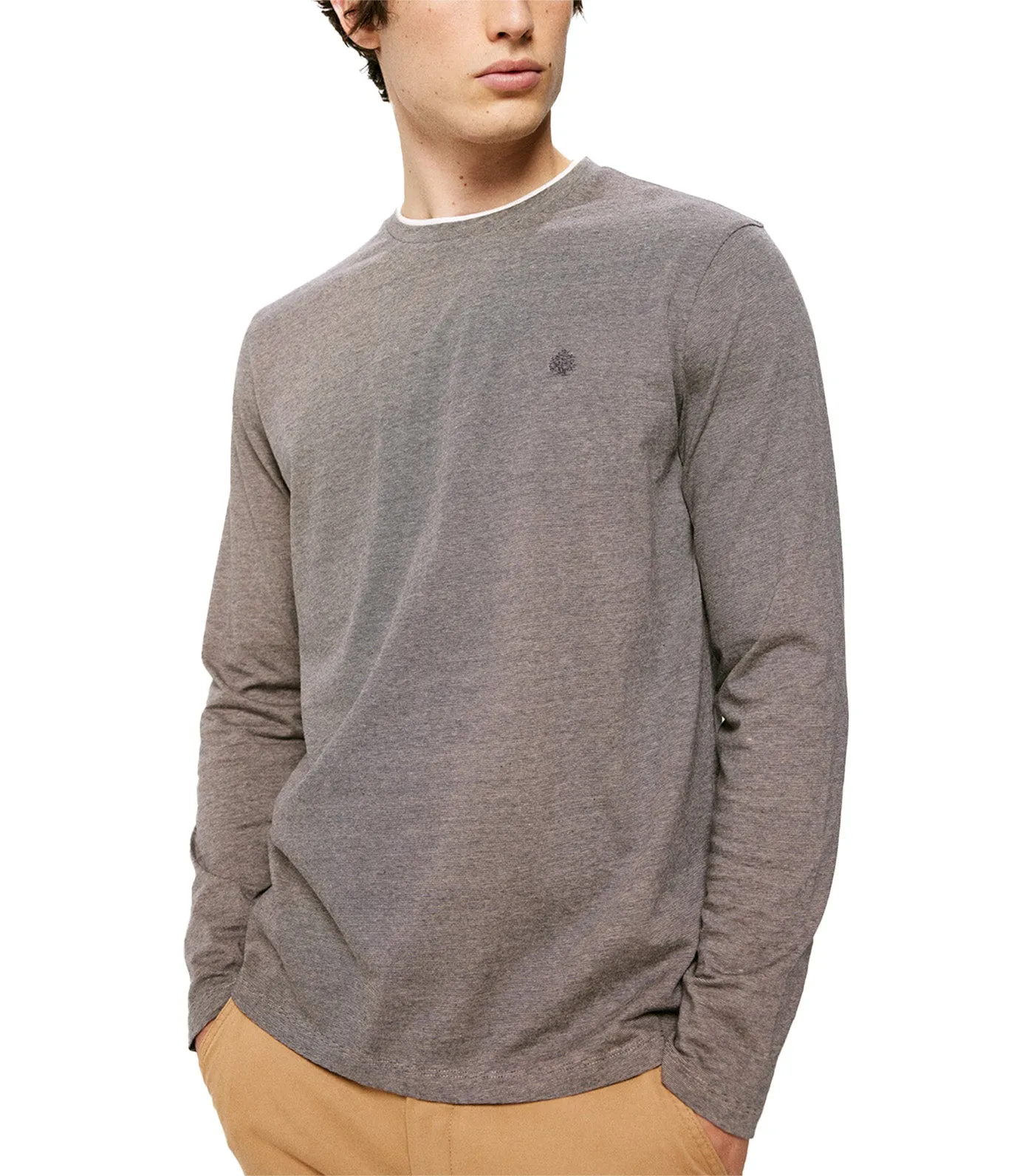 Double Microstripe Long Sleeve T-Shirt Gray