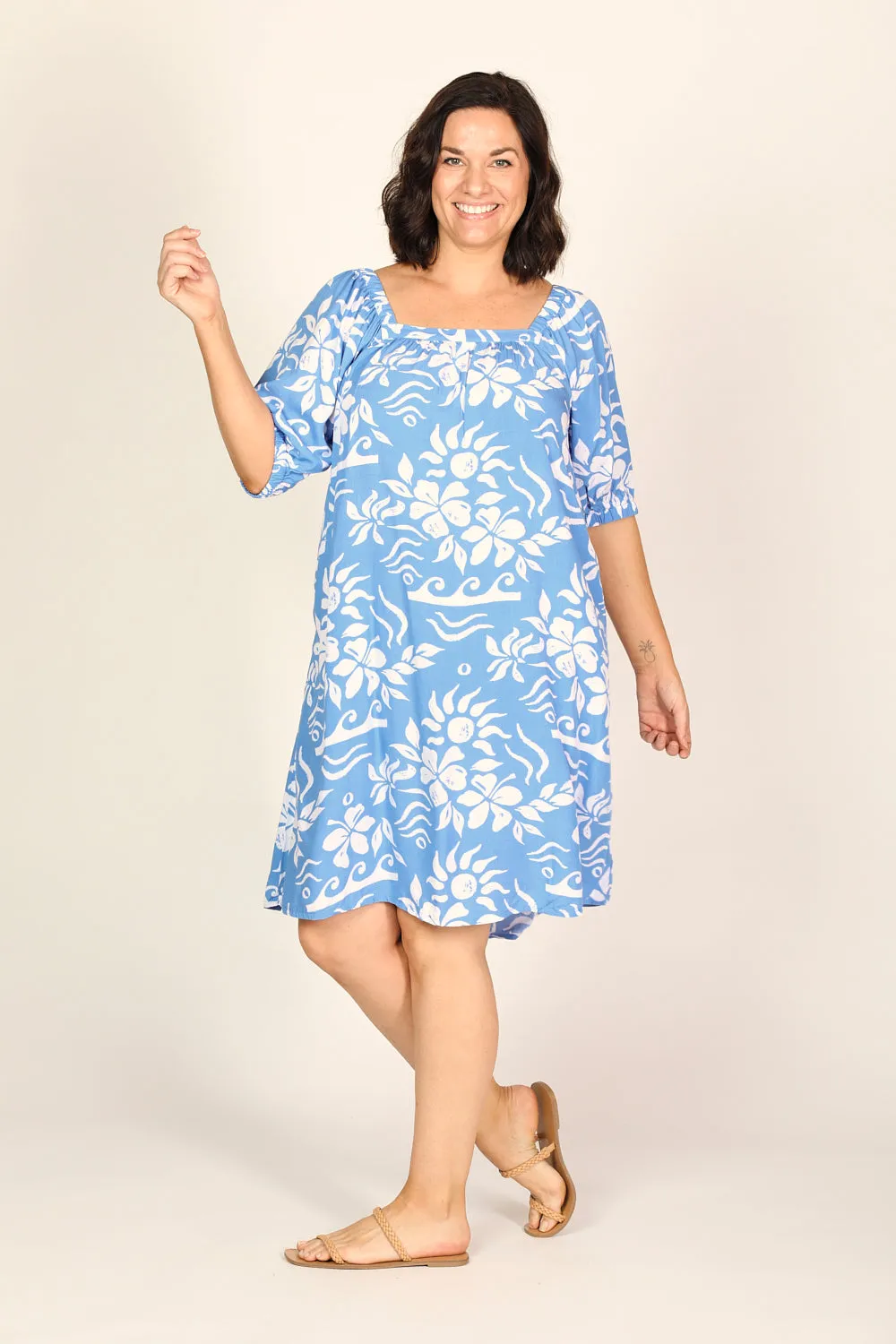 Elle Tunic Dress in Blue Horizon