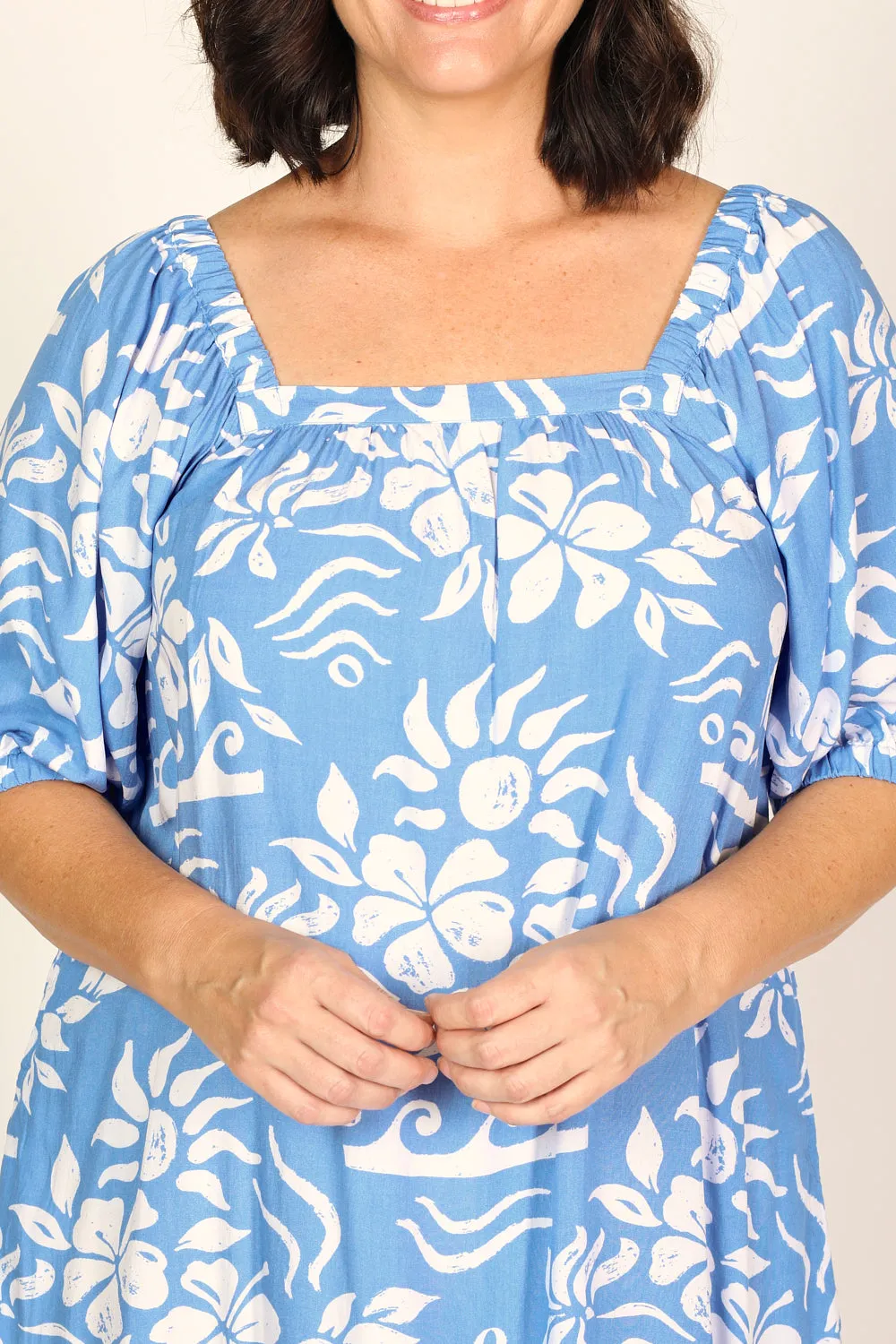 Elle Tunic Dress in Blue Horizon