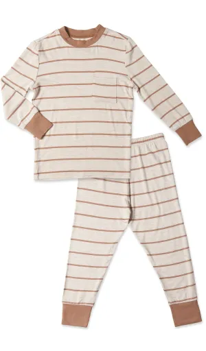 Emerson Baby 2 Piece Pant PJ - Mocha Stripe