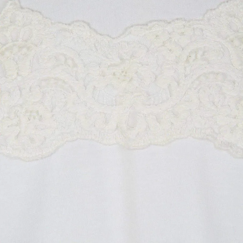 Ermanno Scervino Cream T-Shirt with Lace Detail