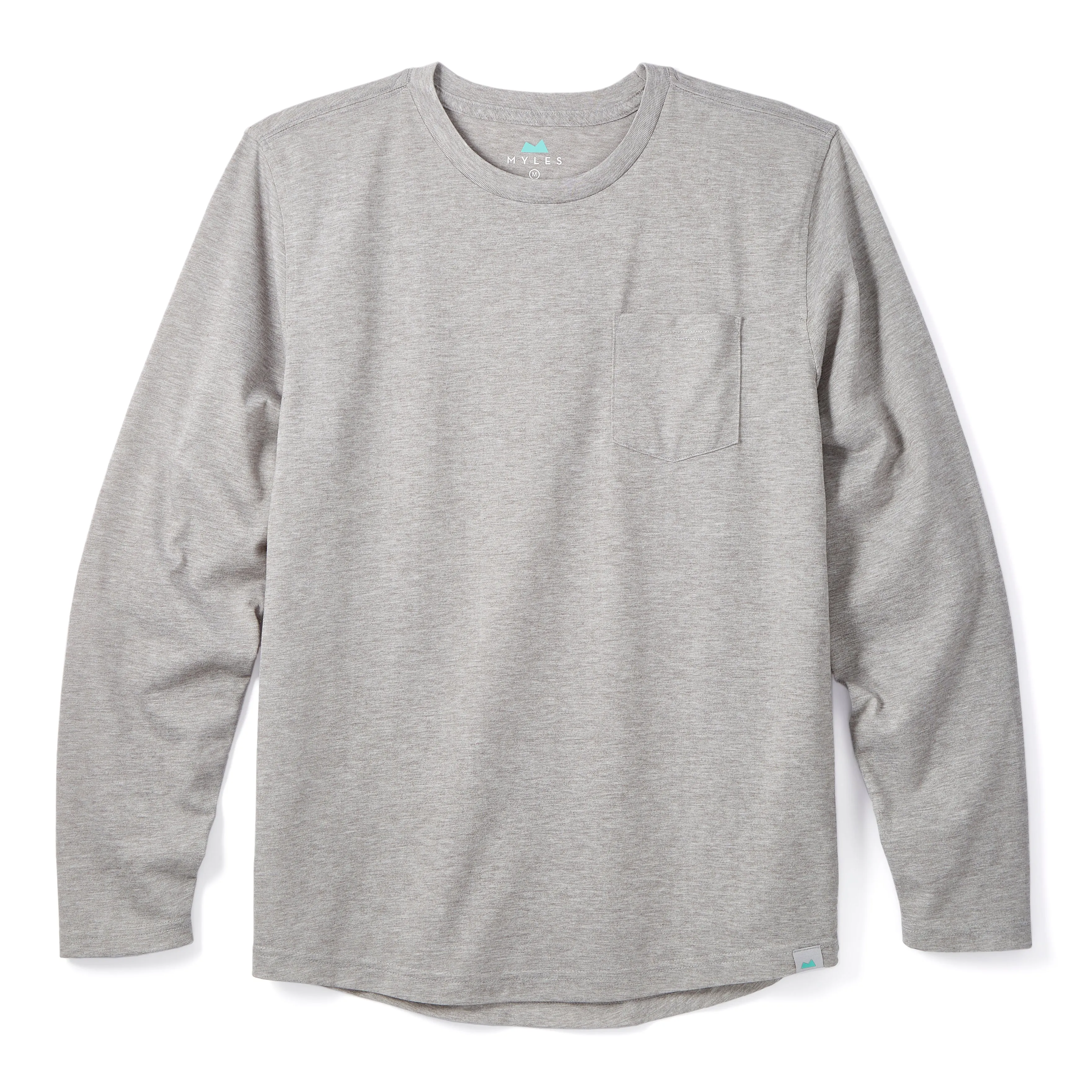 Everyday Long Sleeve Tee with Pocket in Heather Gray