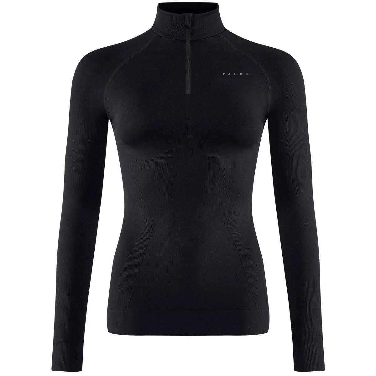 Falke Maximum Warm Long Sleeve Zipped Shirt - Black