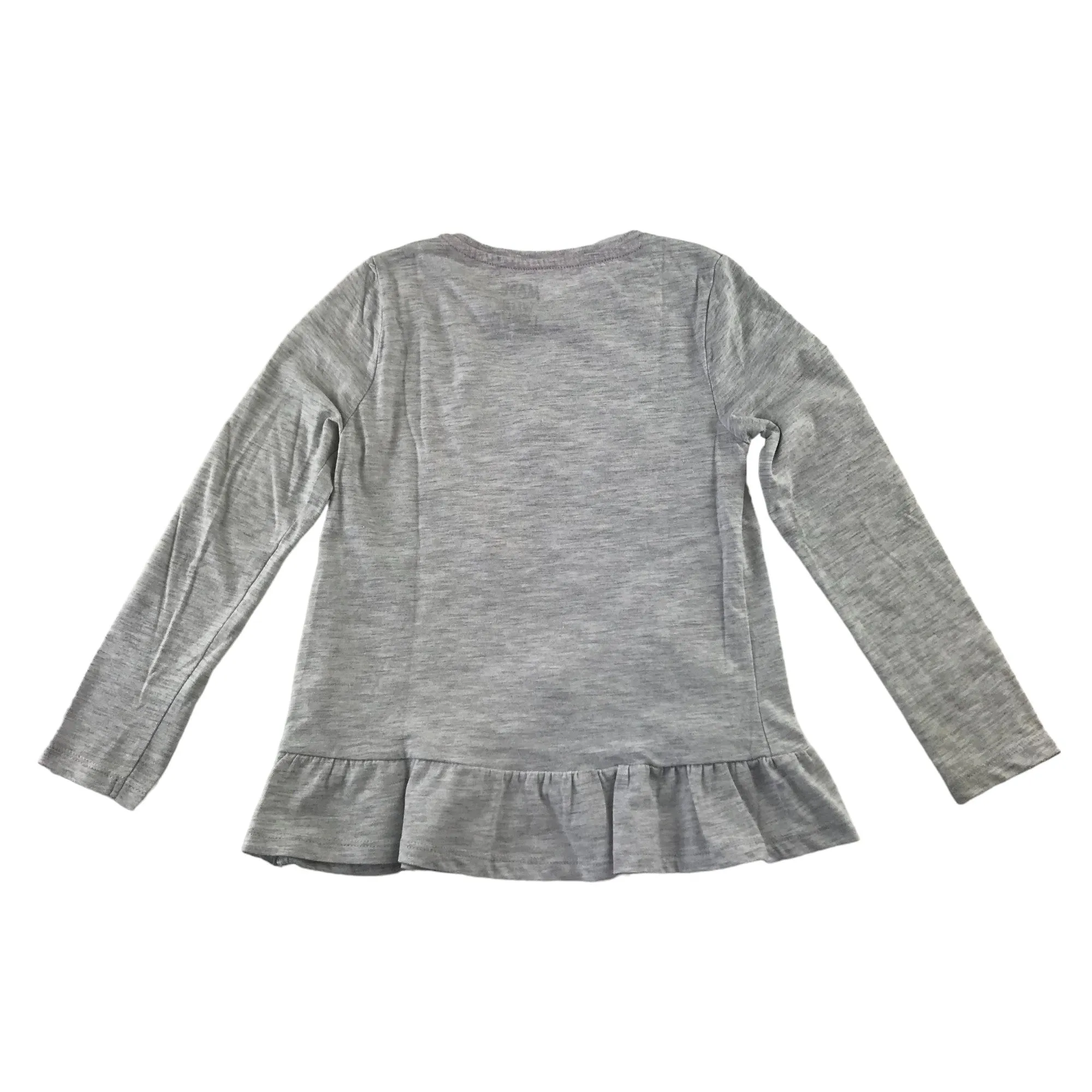 F&F t-shirt 6-7 years light grey long sleeve peplum hem narwhal