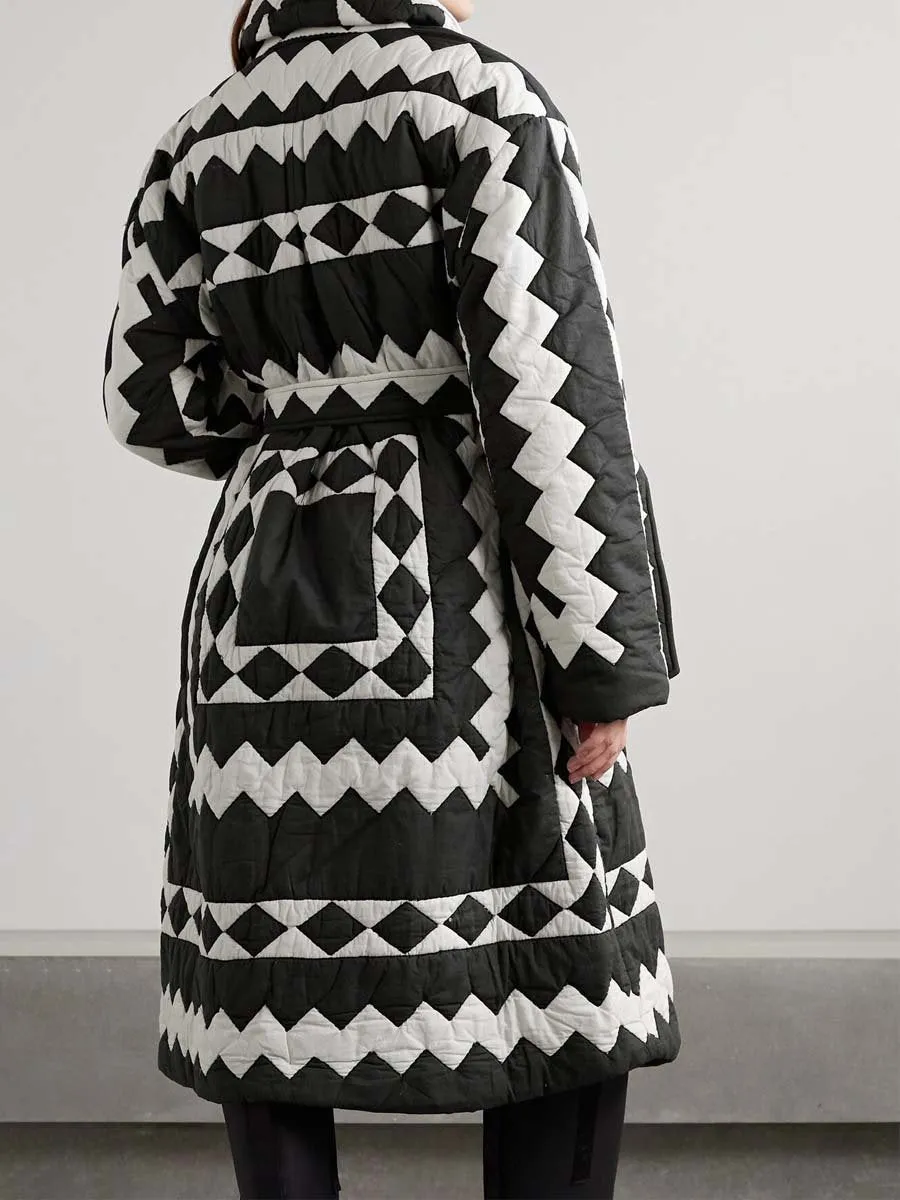 Fashion Helena Belted Quilted Cotton Coat