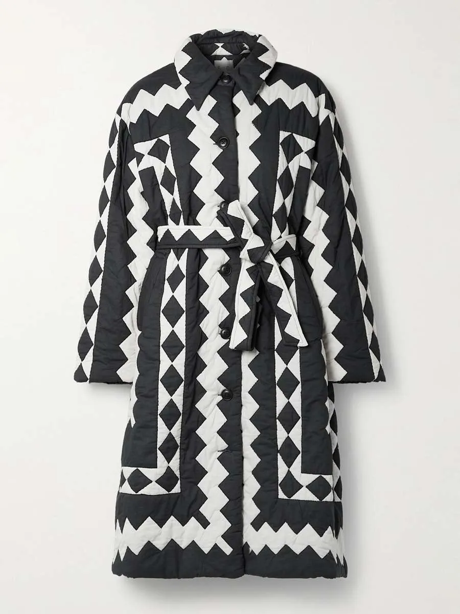 Fashion Helena Belted Quilted Cotton Coat