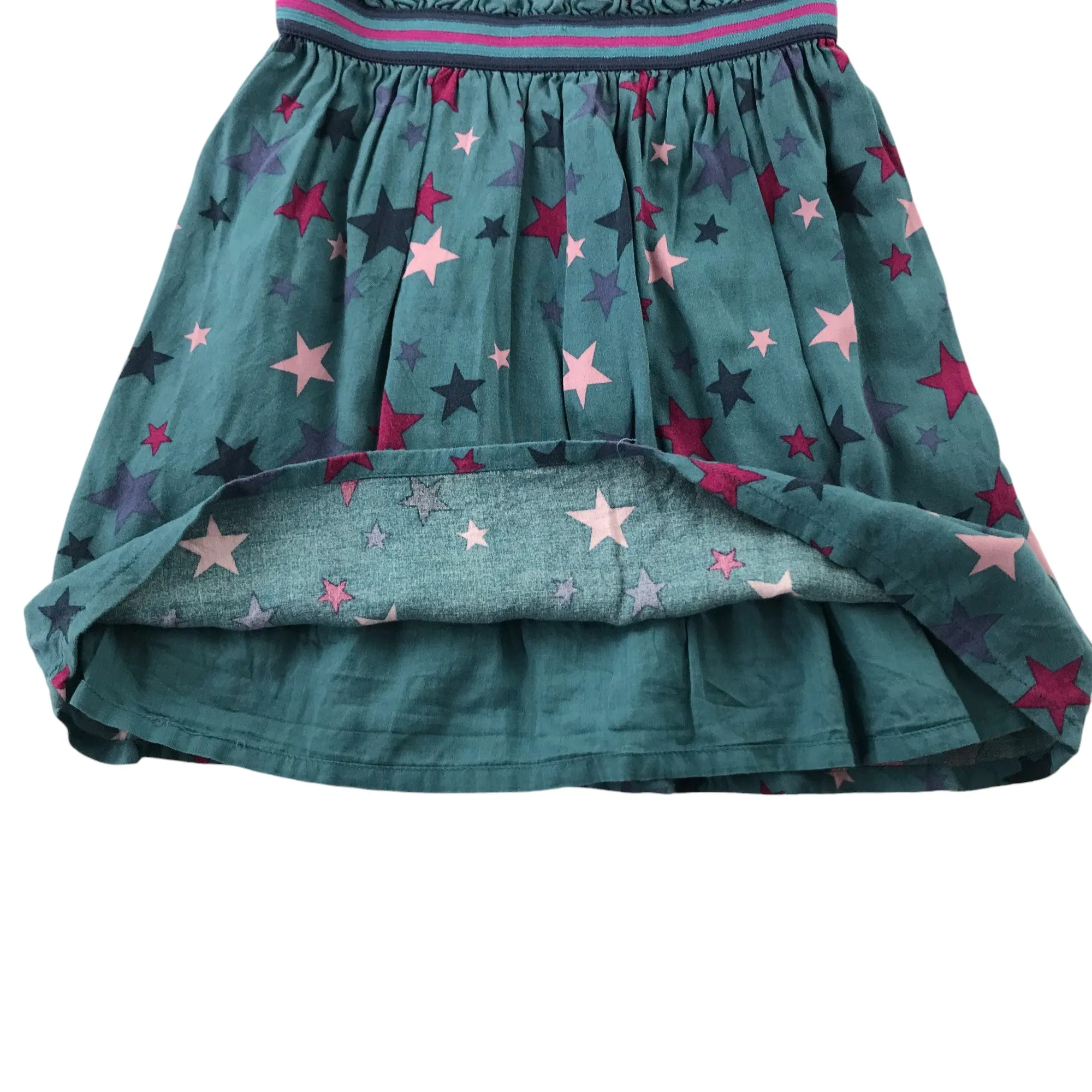 Fatface dress 5-6 years navy and turquoise cotton t-shirt with stars