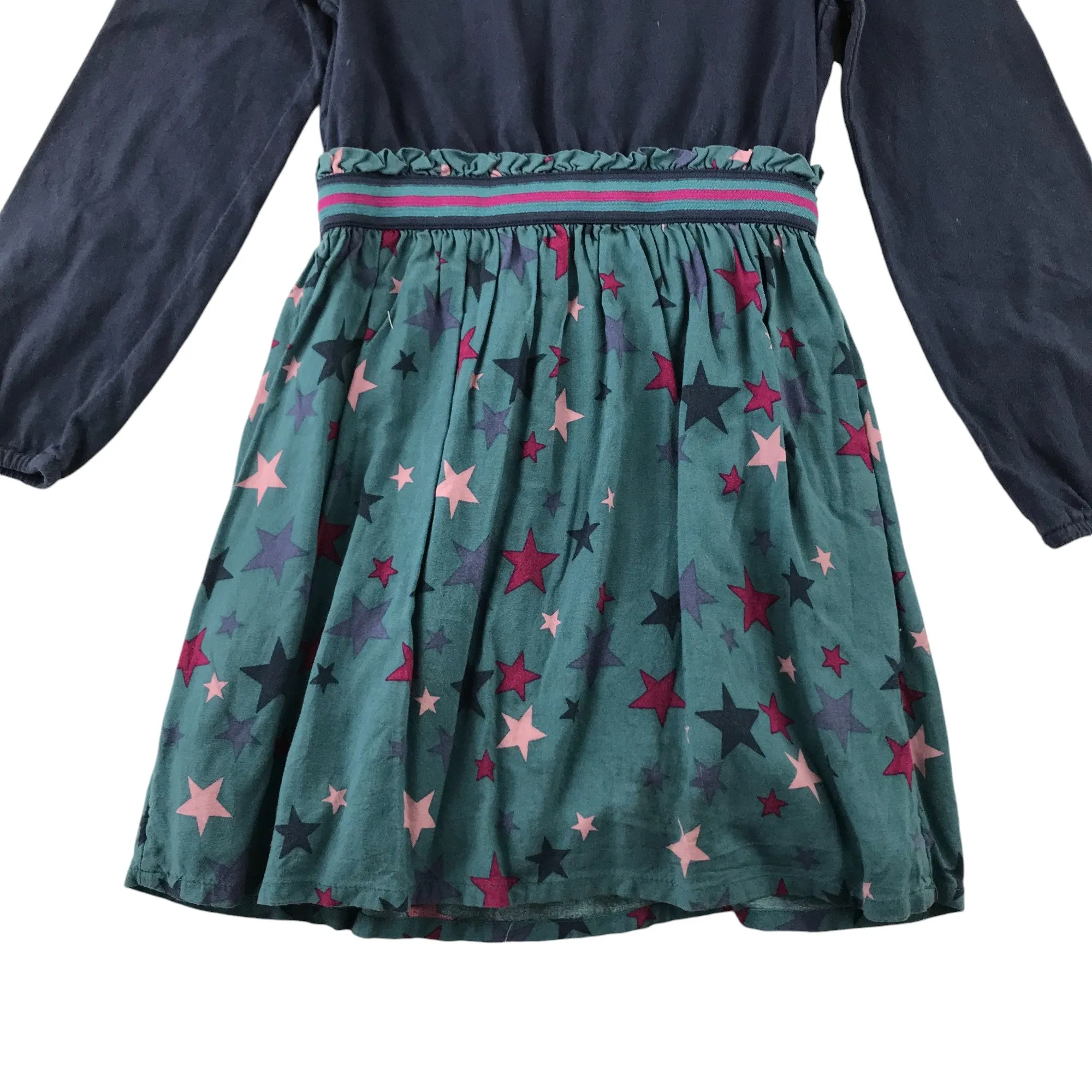 Fatface dress 5-6 years navy and turquoise cotton t-shirt with stars