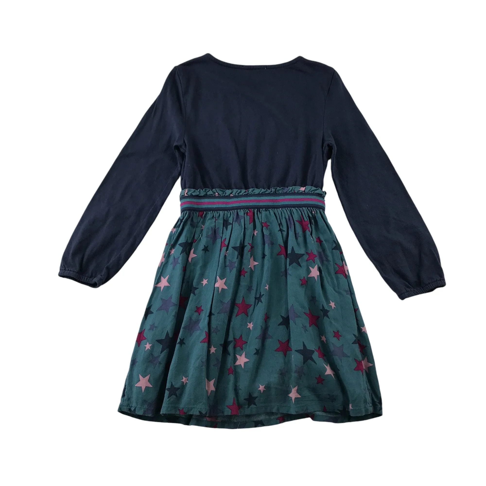 Fatface dress 5-6 years navy and turquoise cotton t-shirt with stars