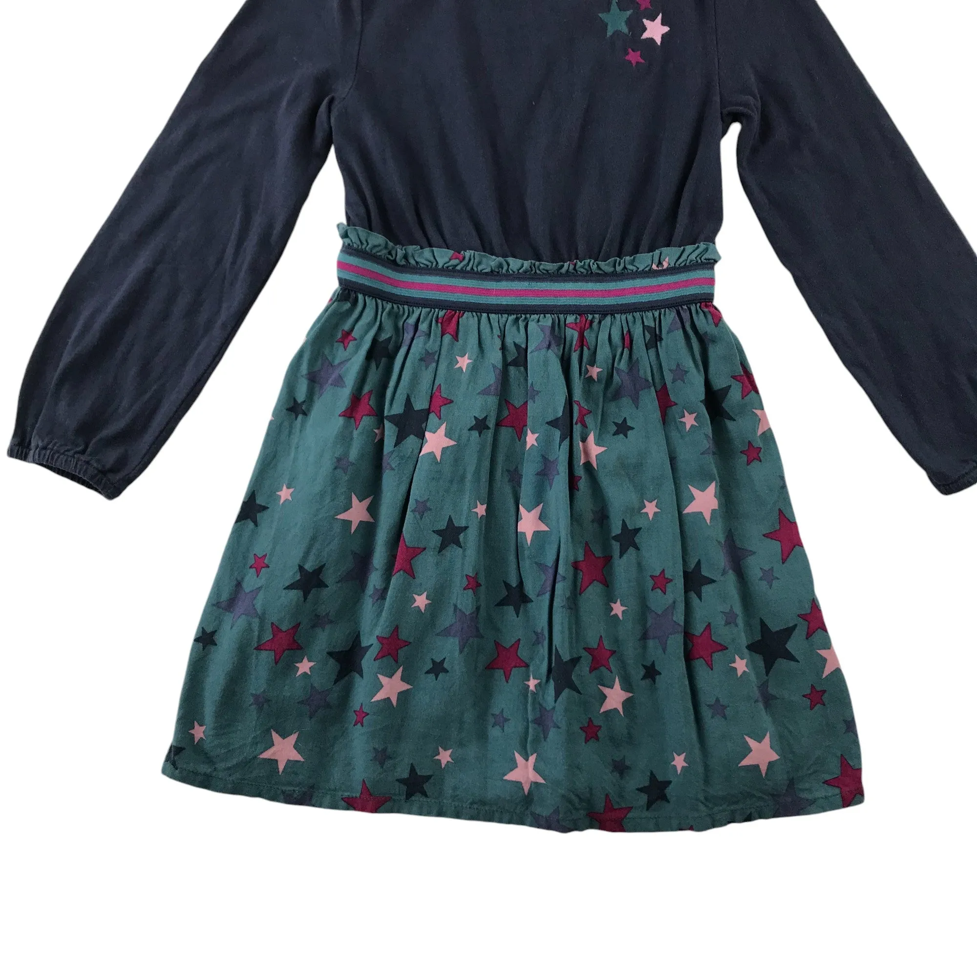 Fatface dress 5-6 years navy and turquoise cotton t-shirt with stars