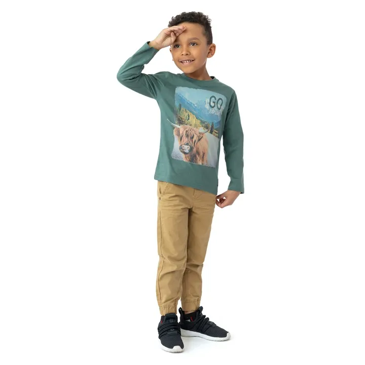 Go Explore Noruk Boys Green Long Sleeve  Tee - Select Size