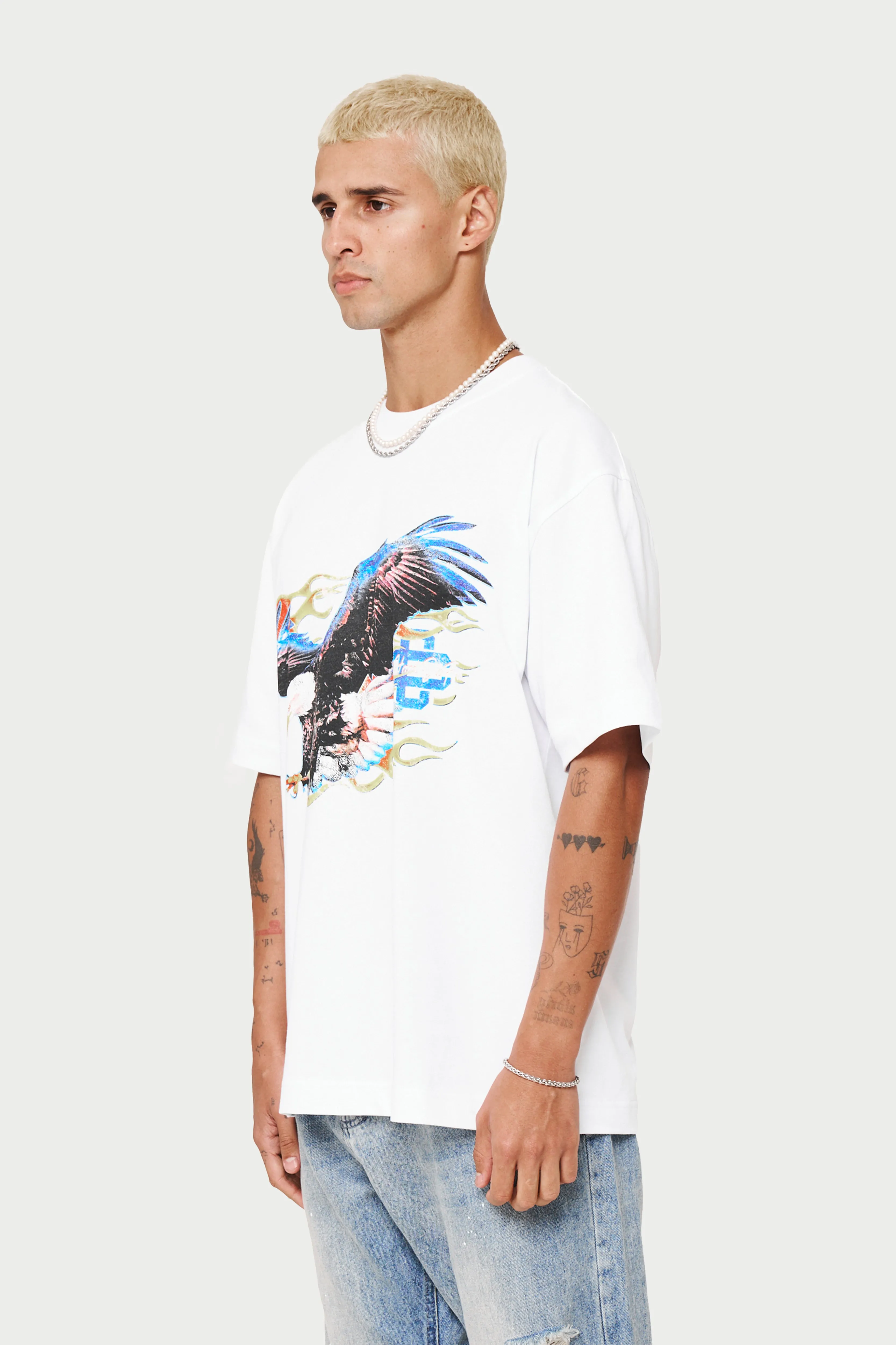 GRAPHIC FLAME VINTAGE T-SHIRT - WHITE