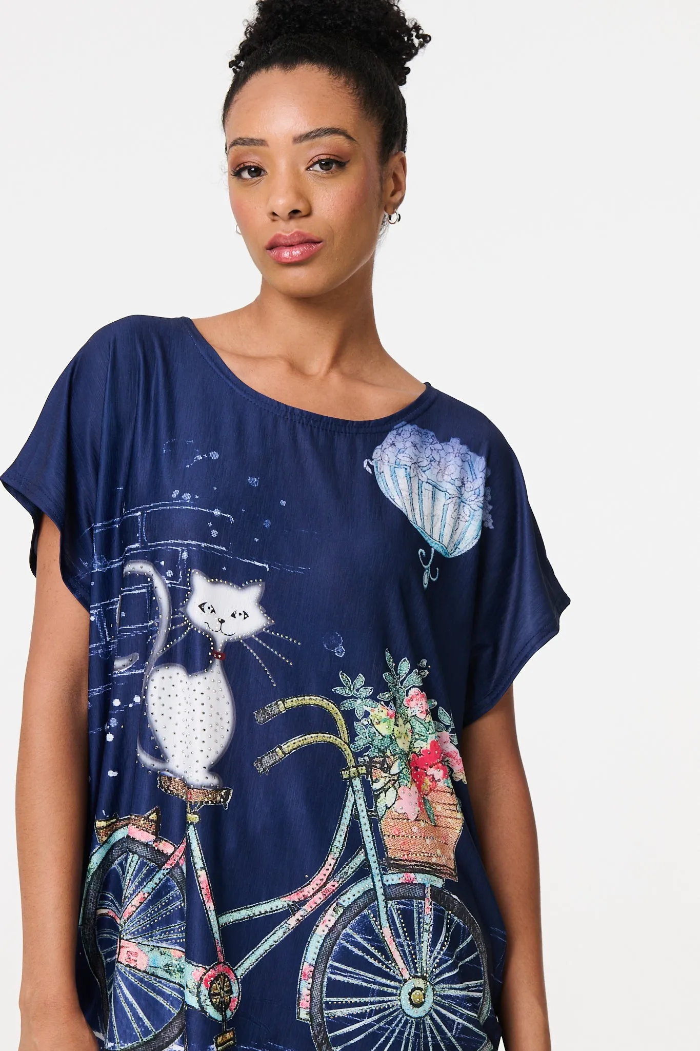 Graphic Print Relaxed Short Sleeve Tunic