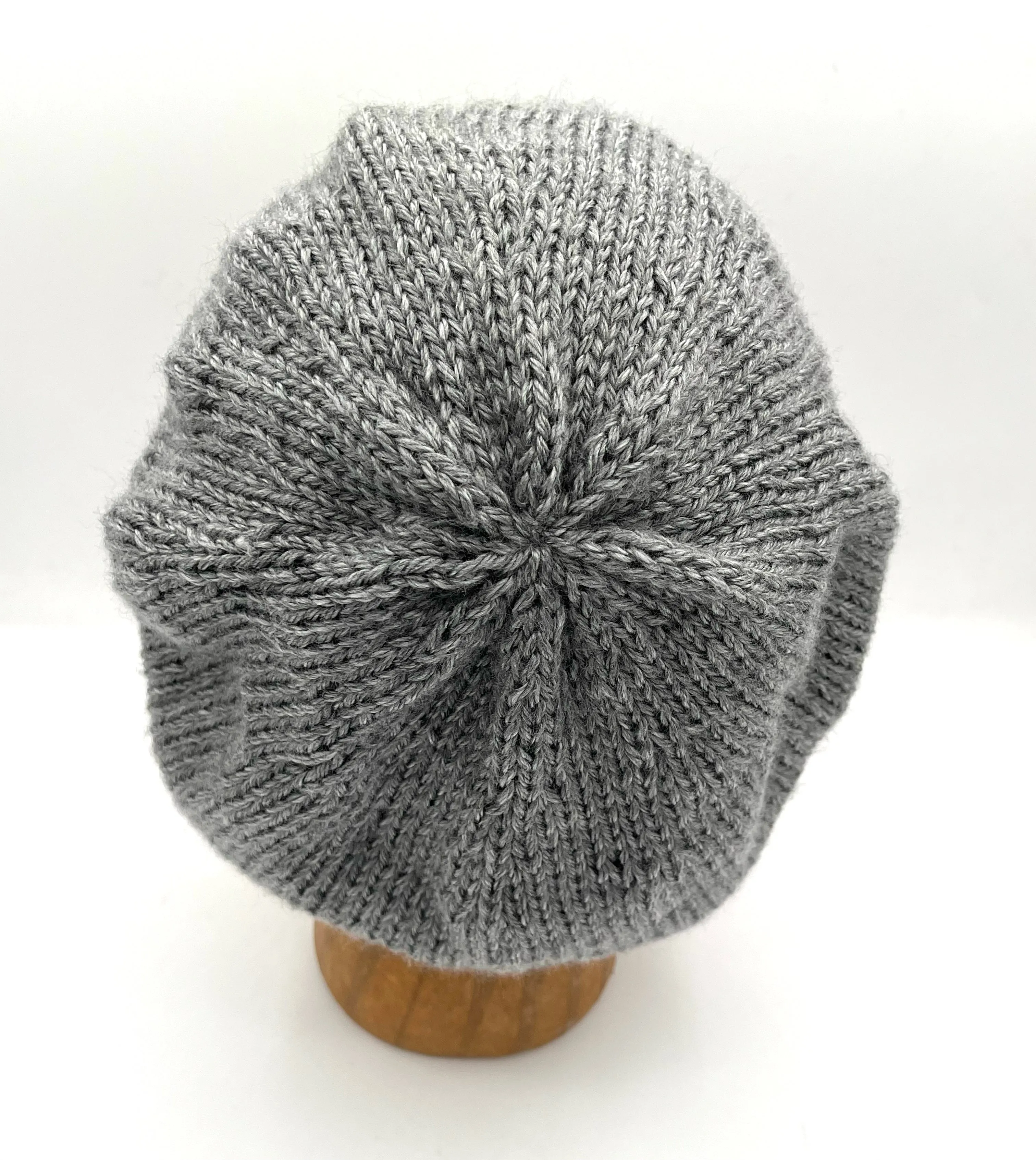 Gray Acrylic Stockinette Knit Slouch Hat