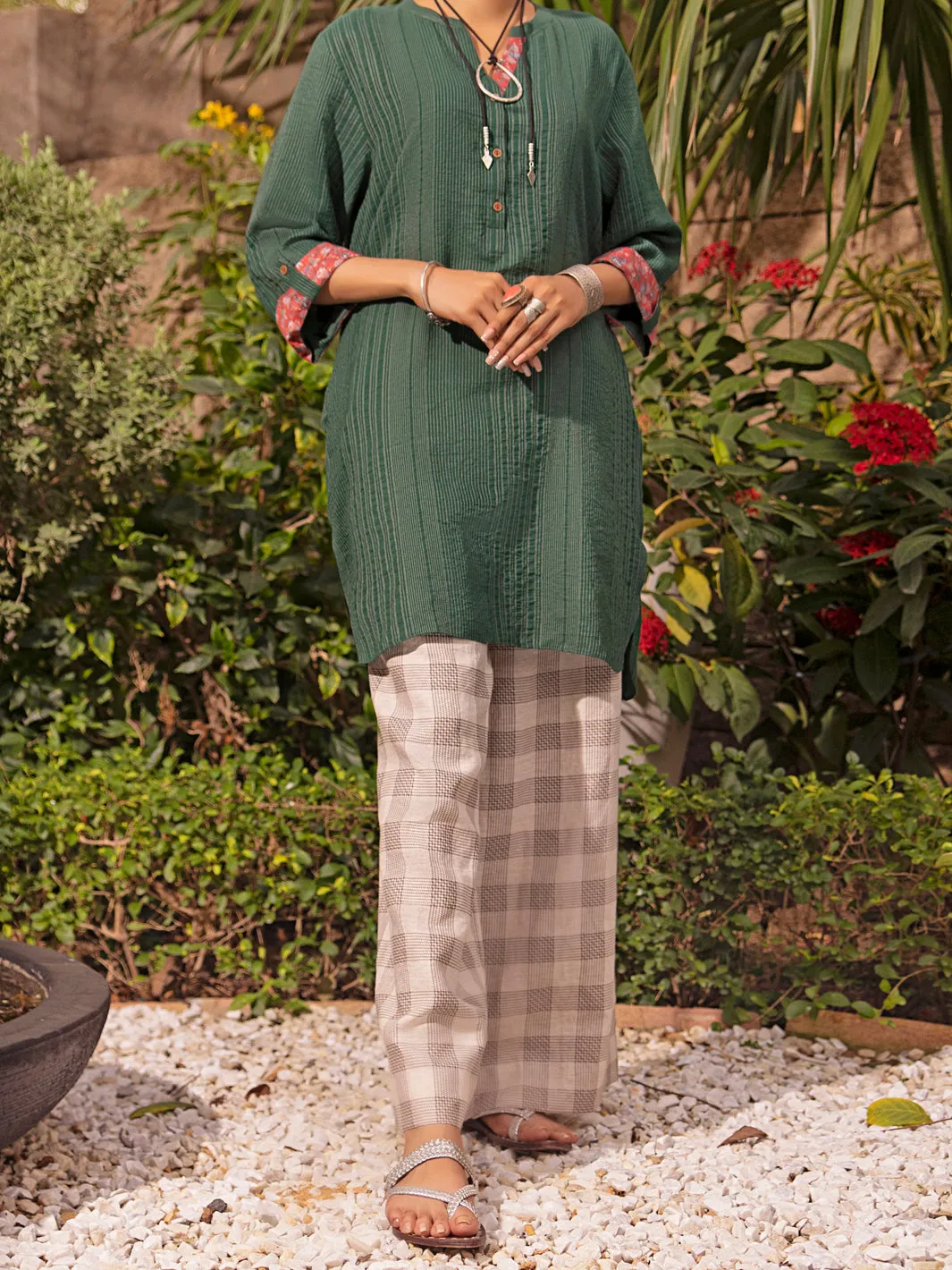 Green Linen Tunic - ALCR-LK-1034