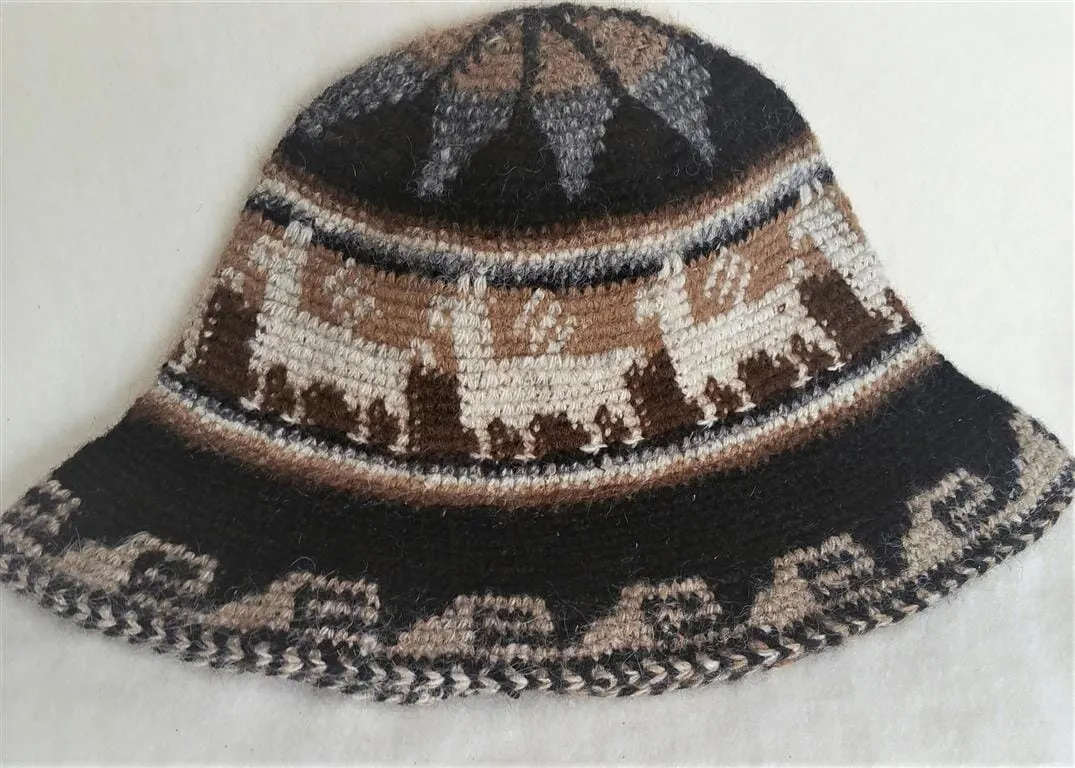 Hand Crochet Roll Up Rustic Alpaca Hat