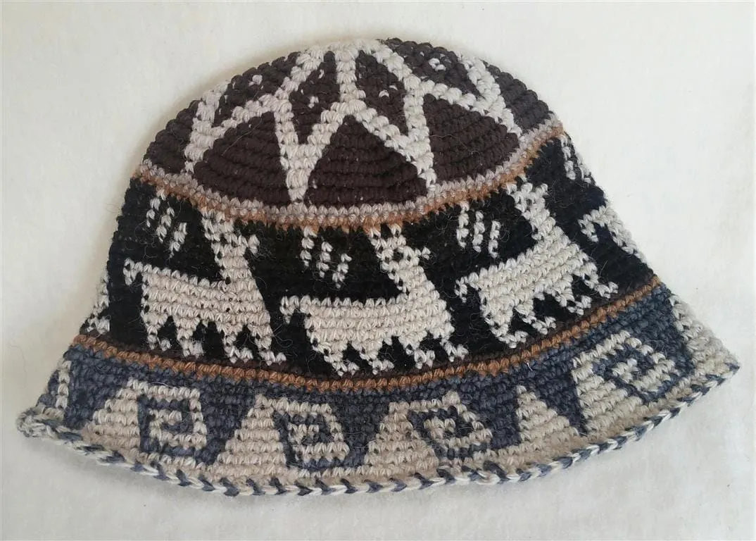 Hand Crochet Roll Up Rustic Alpaca Hat