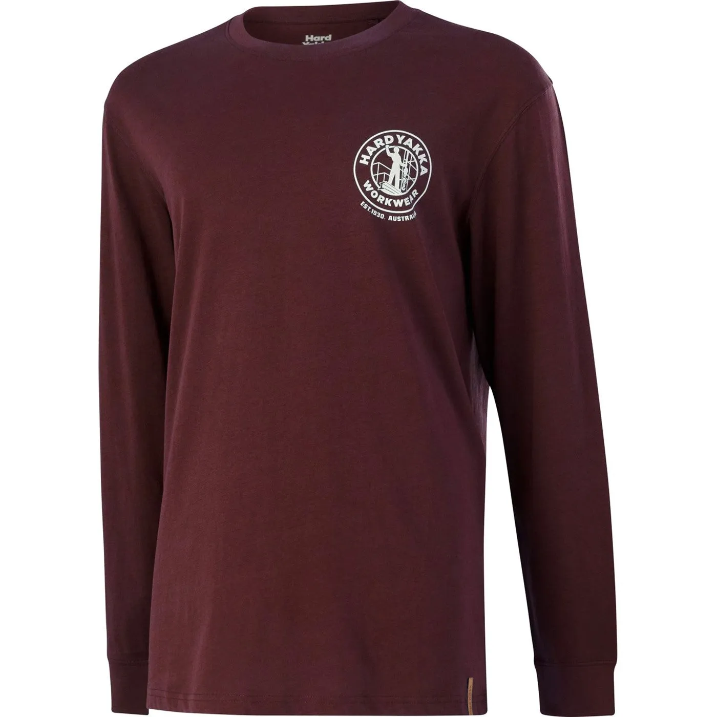 Hard Yakka Heritage Icon Long Sleeve Tee  Burgundy