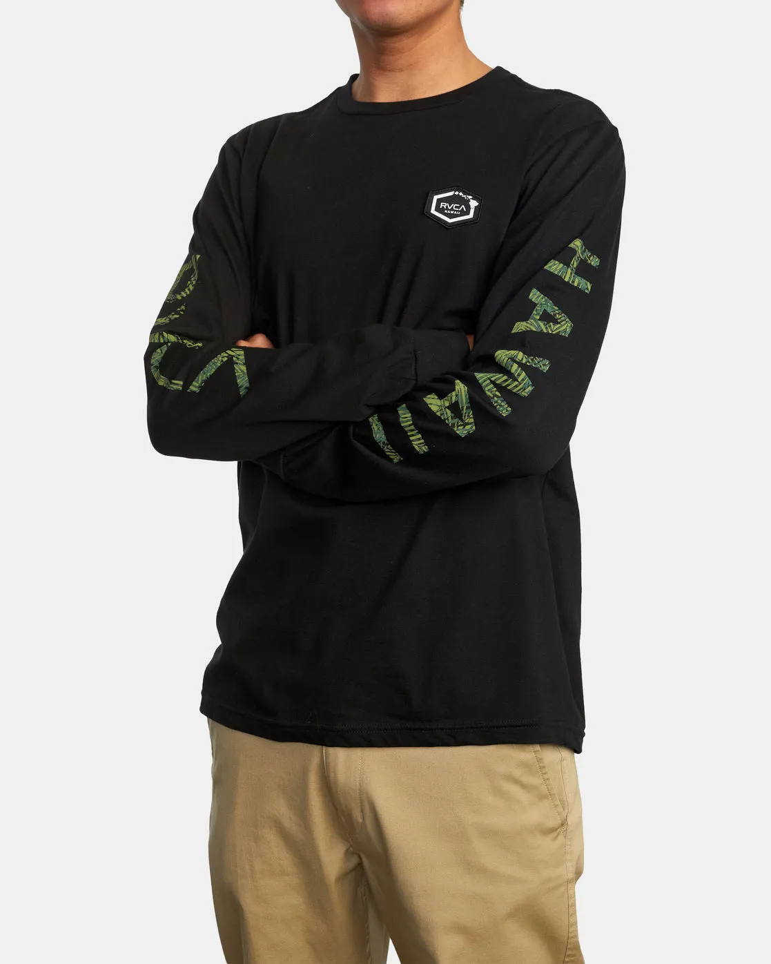 Hawaii Hex Long Sleeve Tee - Black