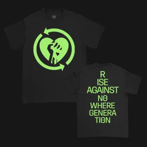 Heart Fist Flame Glow In the Dark T-Shirt (Black)