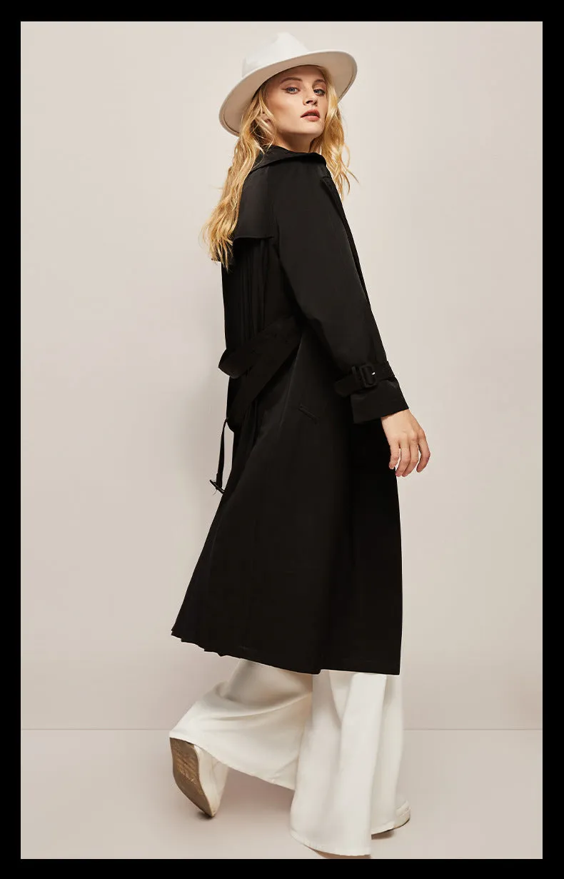 High-end Draped Lace-up Trench Coat