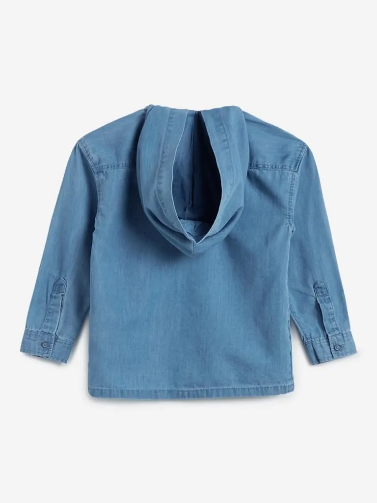 HOP Kids Blue Chambray Hooded Shirt