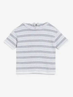 HOP Kids Grey Striped Hooded T-Shirts