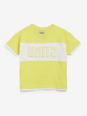 HOP Kids Yellow Text Patterned T-Shirt