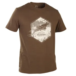 Hunting T-shirt 100% cotton deer brown SOLOGNAC, cocoa