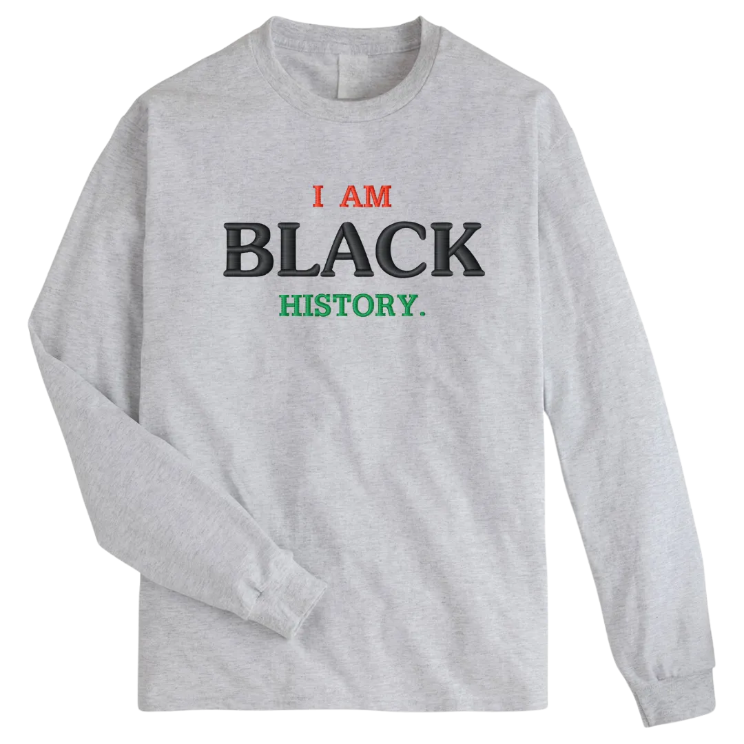 I Am Black History 3D Embroidery Long Sleeve T-Shirt