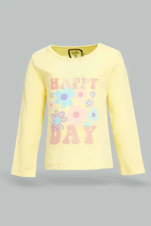 Infant Girls Yellow Floral Print T-Shirt