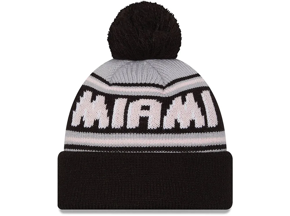 INTER MIAMI CF NEW ERA BLACK BOBBLE KNIT BEANIE HAT