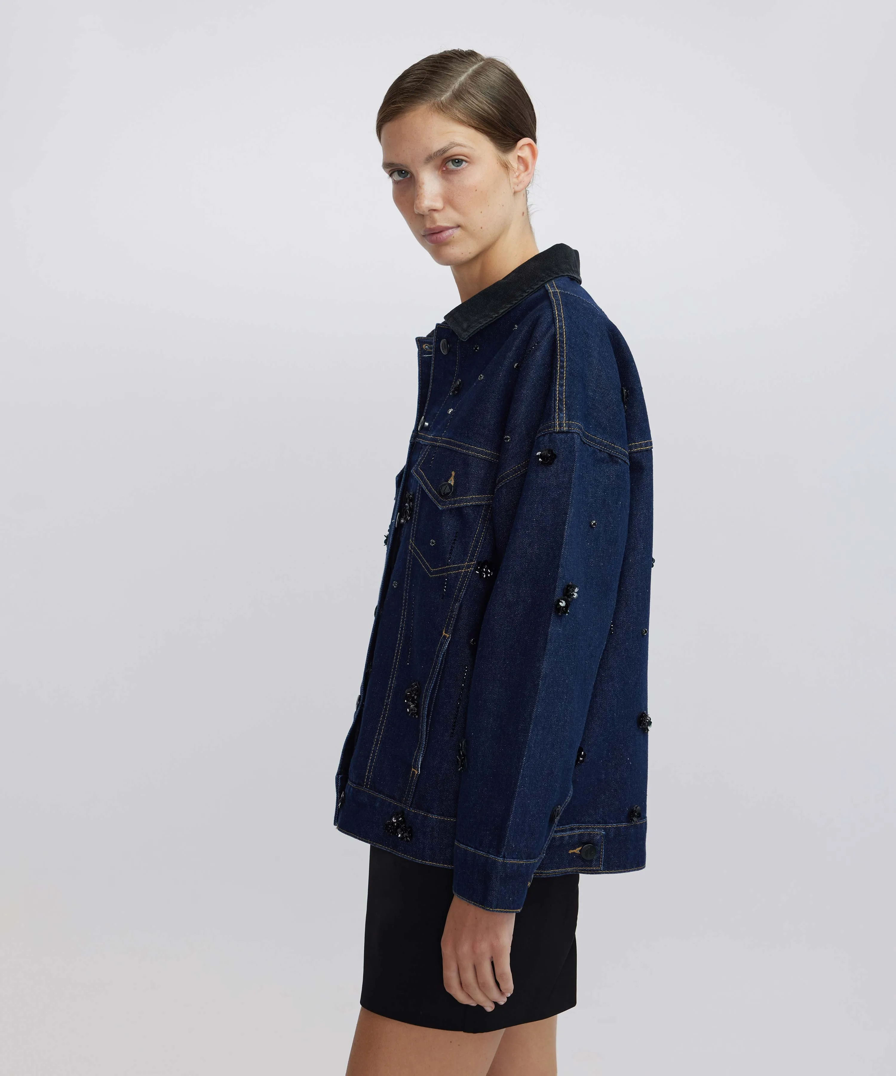 Ipekyol Denim Jacket With Embroidery And Hotfix Print Indigo