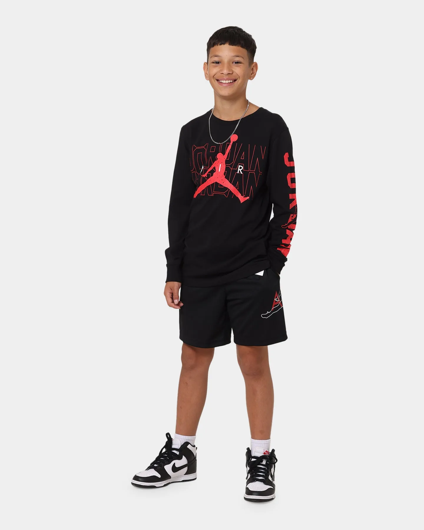 Jordan Kids' Back Screen Long Sleeve Graphic T-Shirt Black