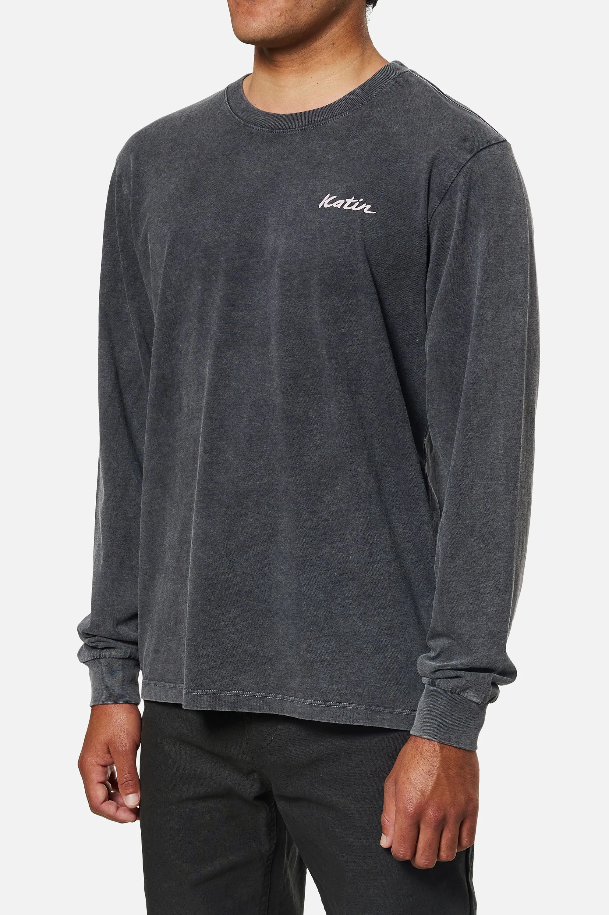 Katin Tempest Long Sleeve Tee in Black Sand Wash