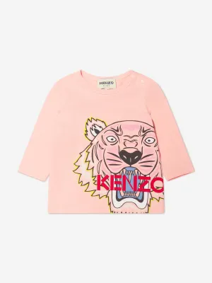 KENZO Baby Girls Organic Cotton Long Sleeve Tiger T-Shirt