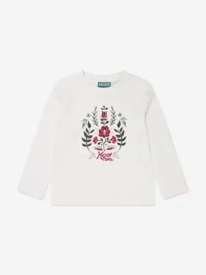 KENZO Girls Long Sleeve T-Shirt in Ivory