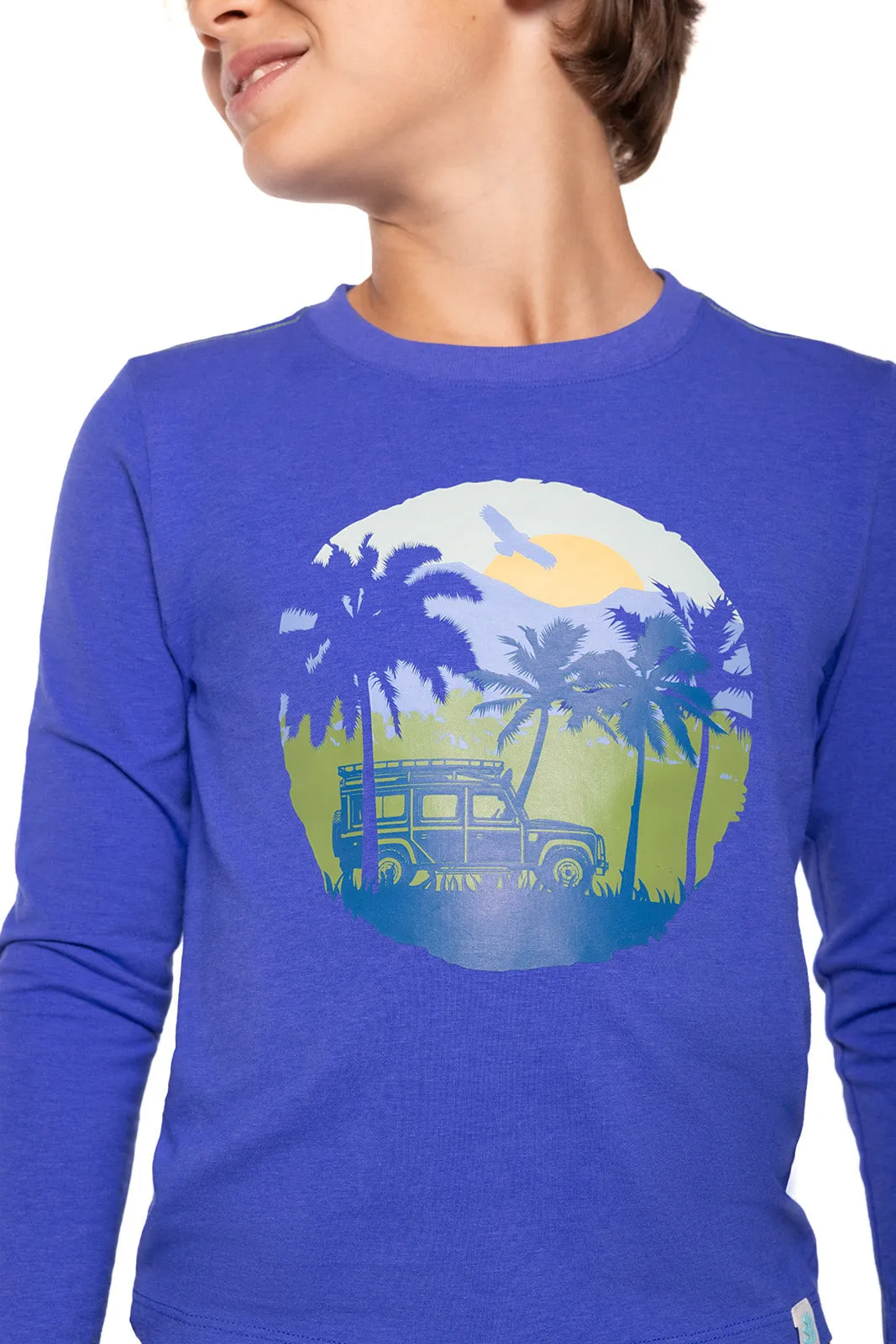 Kid's Coco Plum Everyday Long Sleeve Graphic T-Shirt  |  Baja Blue