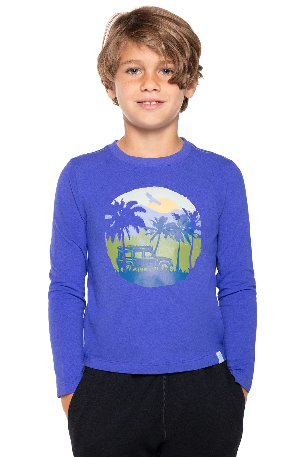 Kid's Coco Plum Everyday Long Sleeve Graphic T-Shirt  |  Baja Blue