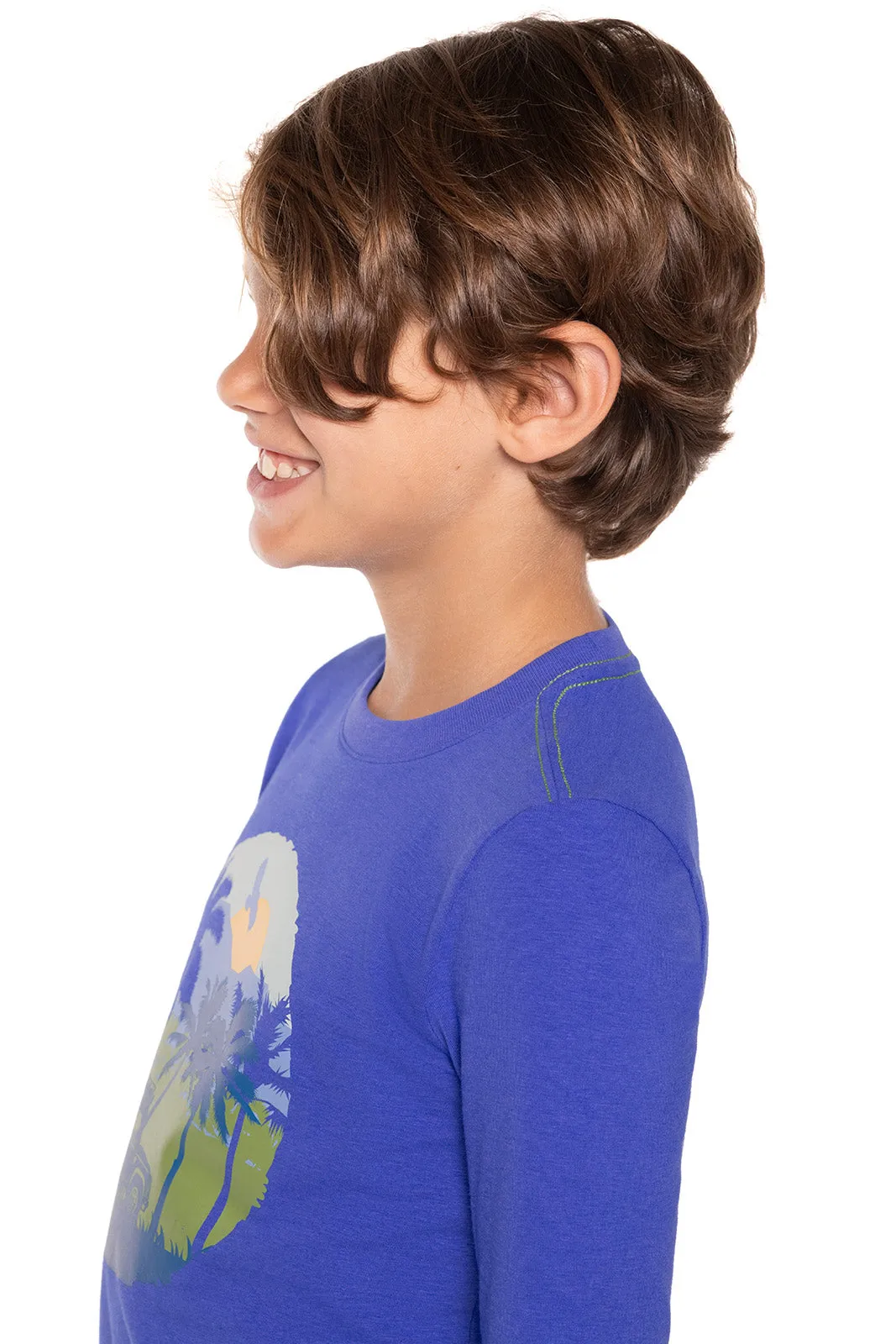 Kid's Coco Plum Everyday Long Sleeve Graphic T-Shirt  |  Baja Blue