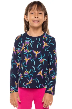 Kid's Coco Plum Everyday Long Sleeve T-Shirt  |  Navy Birds of Paradise