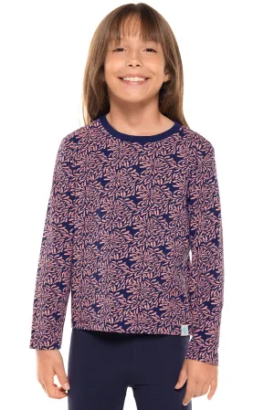 Kid's Coco Plum Everyday Long Sleeve T-Shirt  |  Peachy Pink Etched Flowers