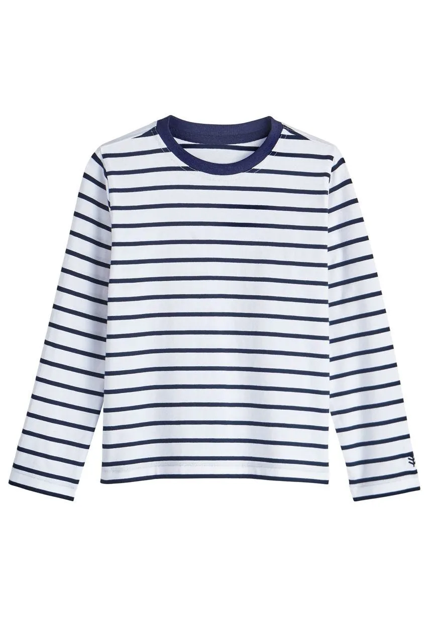 Kid's Coco Plum Everyday Long Sleeve T-Shirt  |  White/Navy Stripe