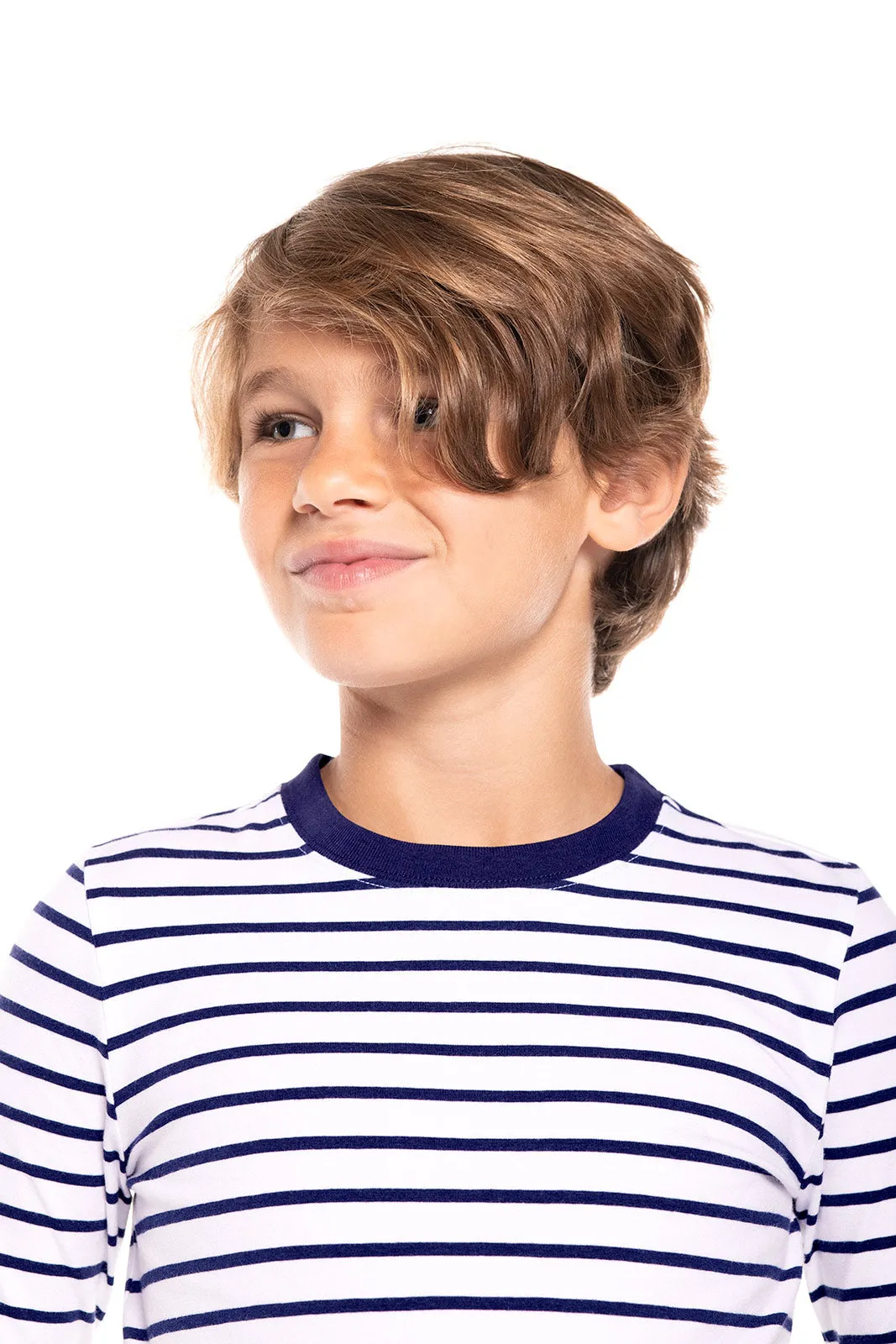 Kid's Coco Plum Everyday Long Sleeve T-Shirt | White/Navy Stripe