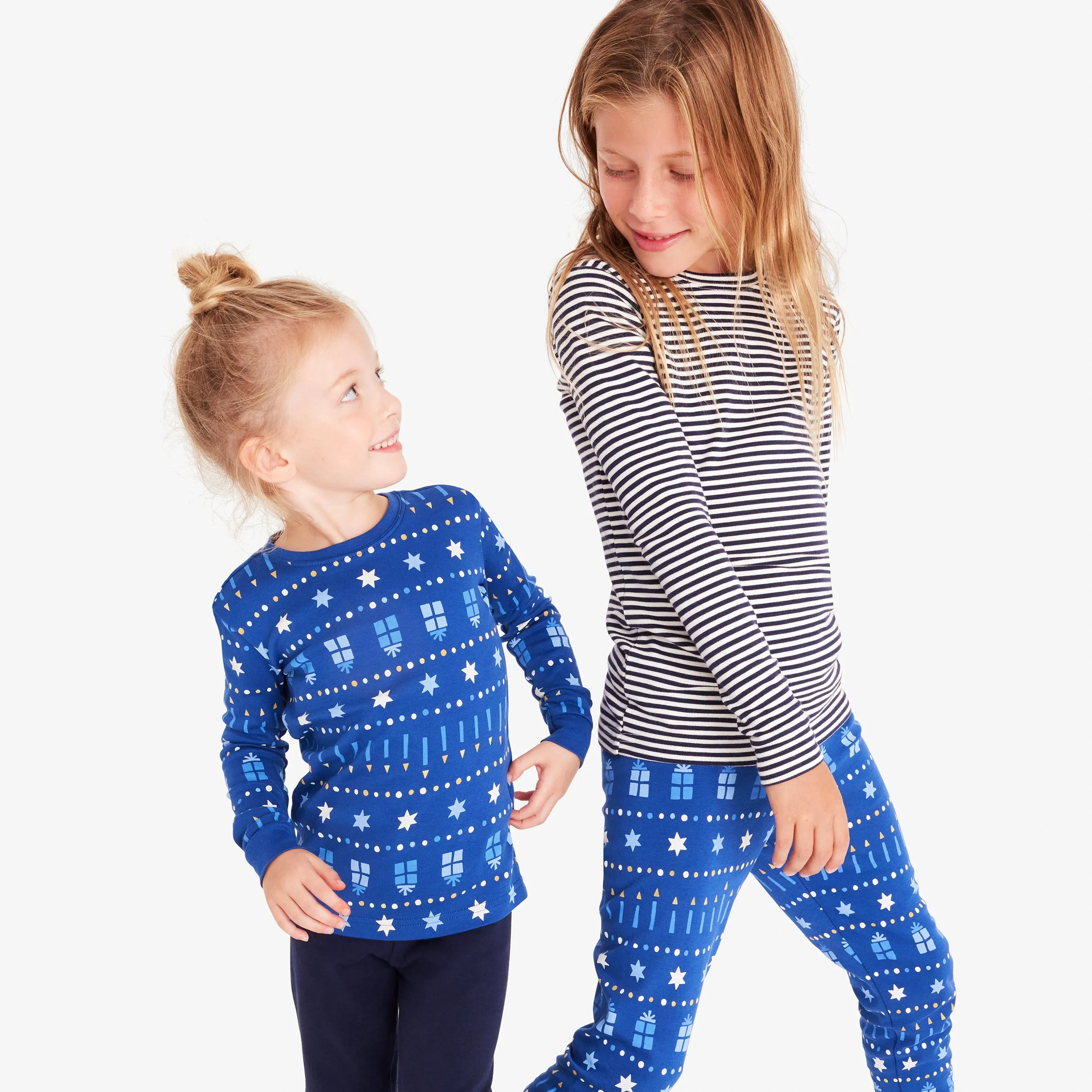 Kids organic long sleeve PJ top in festive lights