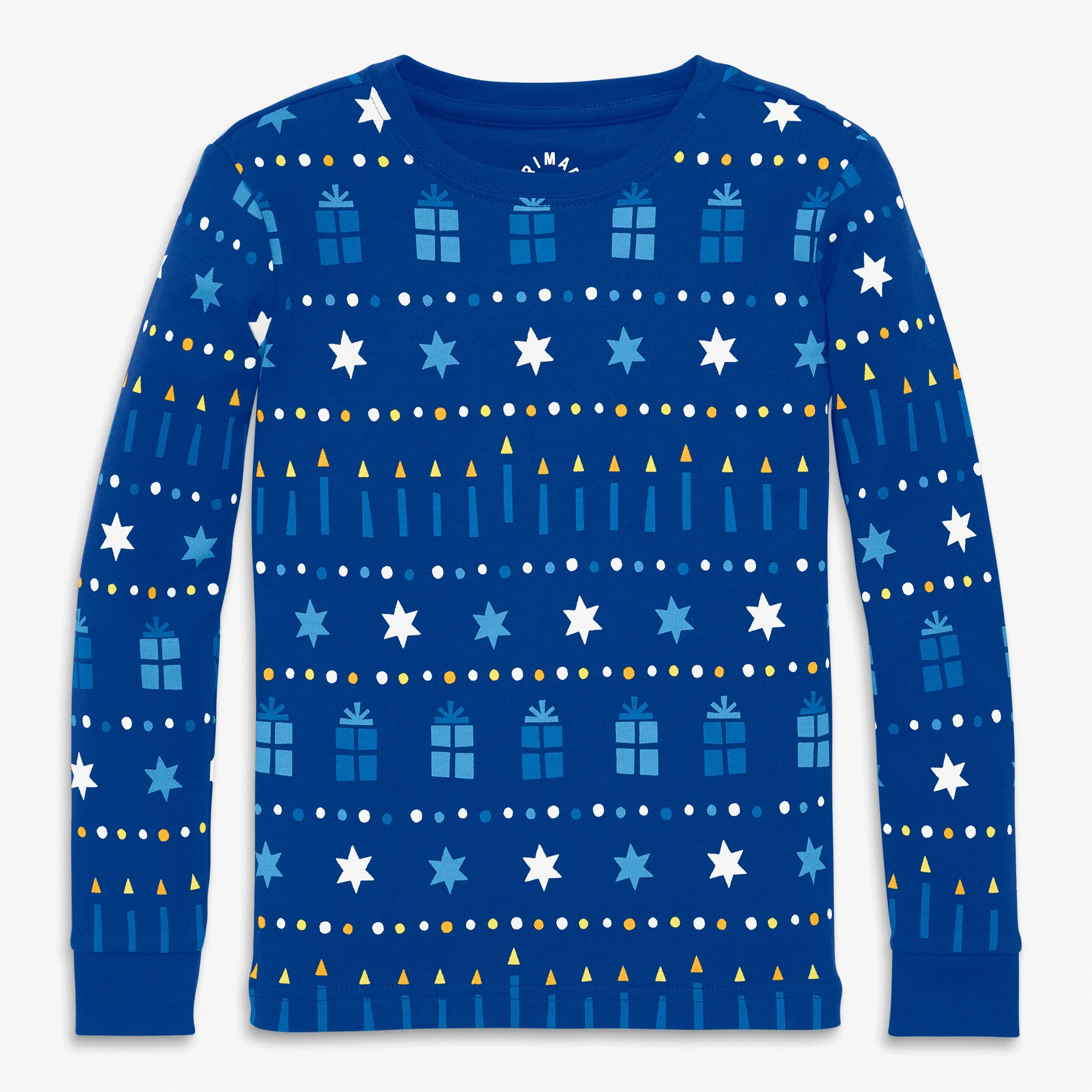 Kids organic long sleeve PJ top in festive lights