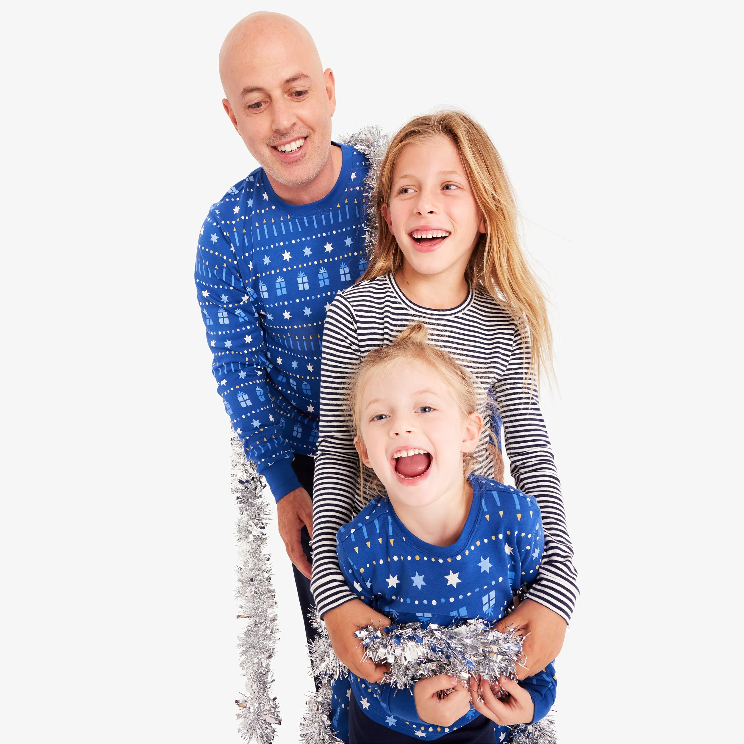 Kids organic long sleeve PJ top in festive lights