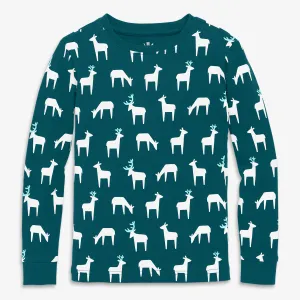 Kids organic long sleeve PJ top in forest friends