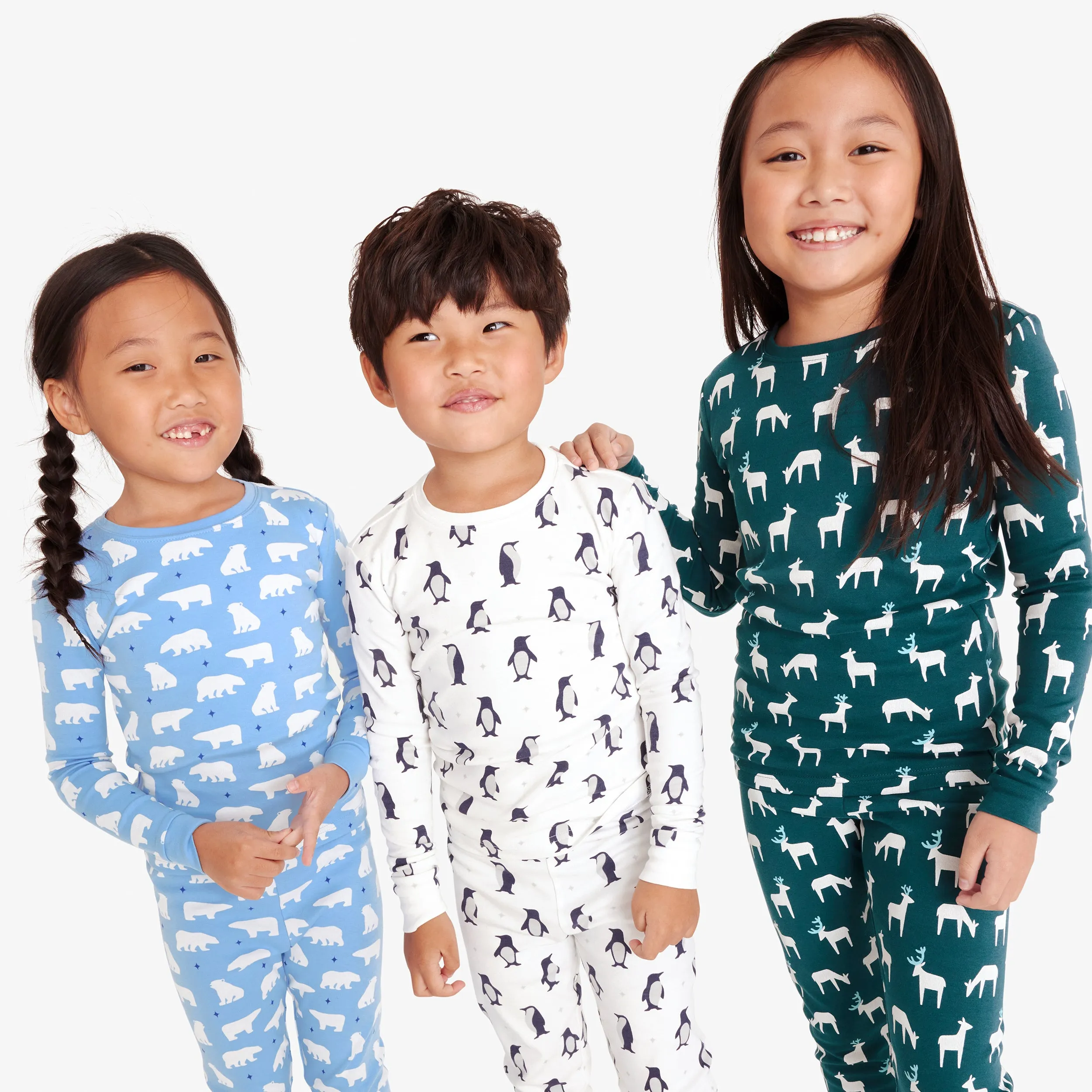 Kids organic long sleeve PJ top in forest friends