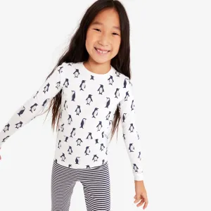 Kids organic long sleeve PJ top in penguin pals